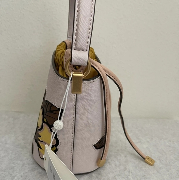 NWT Tory Burch Robinson Appliqué Mini Bucket Bag $428 Ballerina Pink - Picture 13 of 14